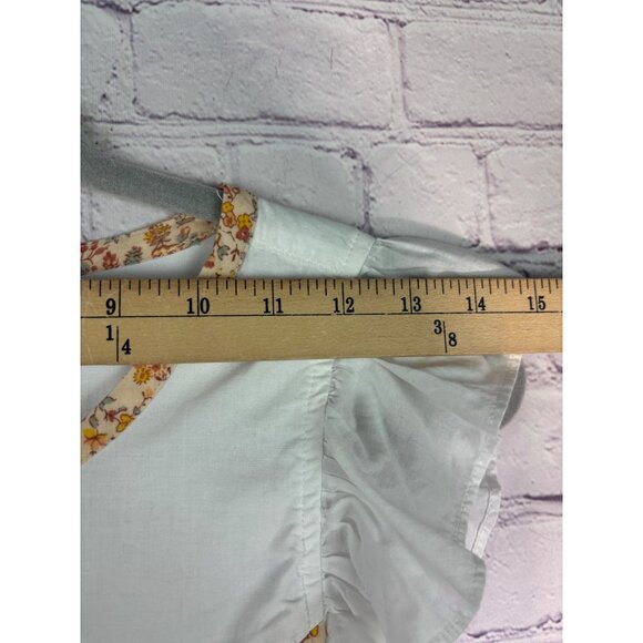 Madewell Ruffle Sleeve Bib Top White Solid Women’s Cotton Flutter - Picture 9 of 12